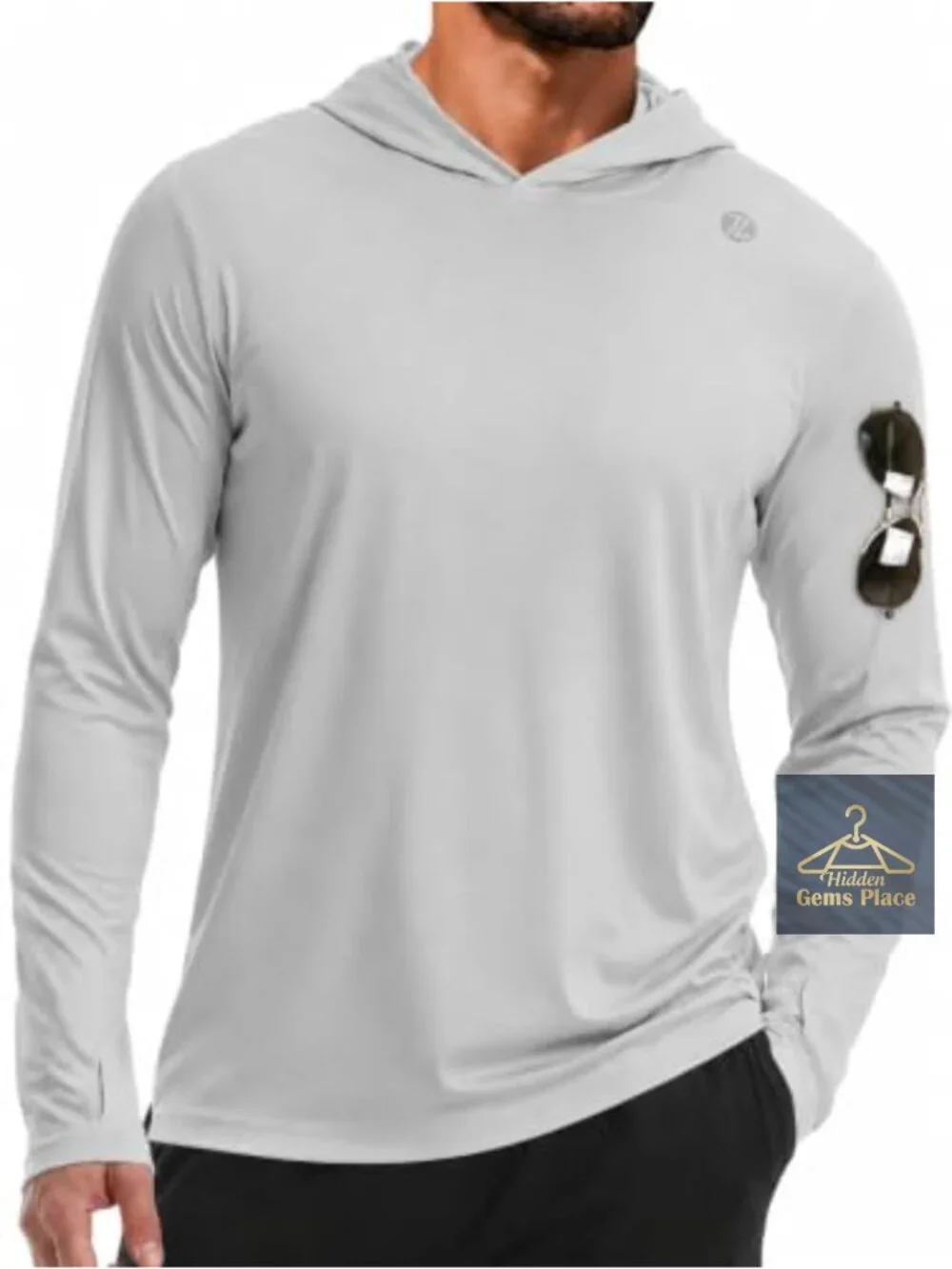 Men's UPF 50+ Long Sleeve Rash Guard Hoodie Sun Protection Shirt